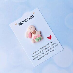 Pocket Hug Peach Easter Bunny Rabbit Gift